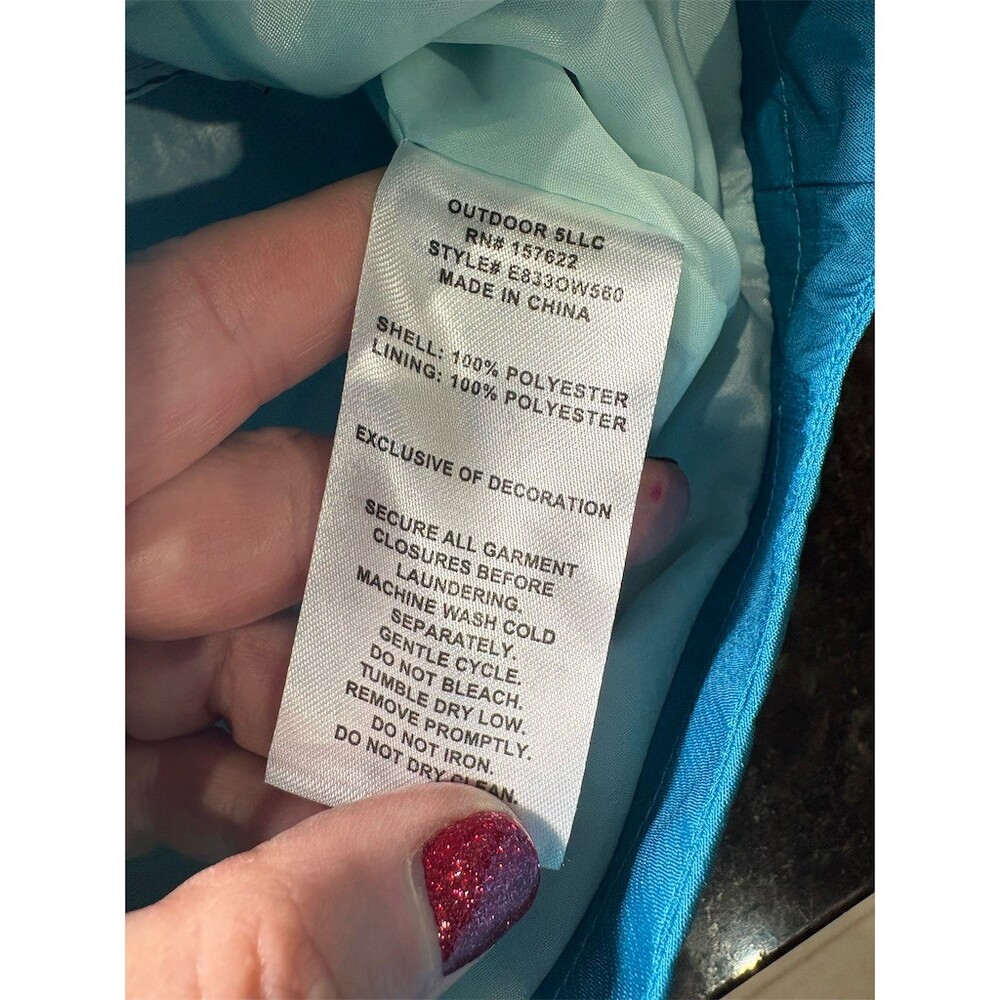 Eddie Bauer Girls Hooded Windbreaker Jacket Blue Teal Colorblock Size M 10 - Picture 10 of 10